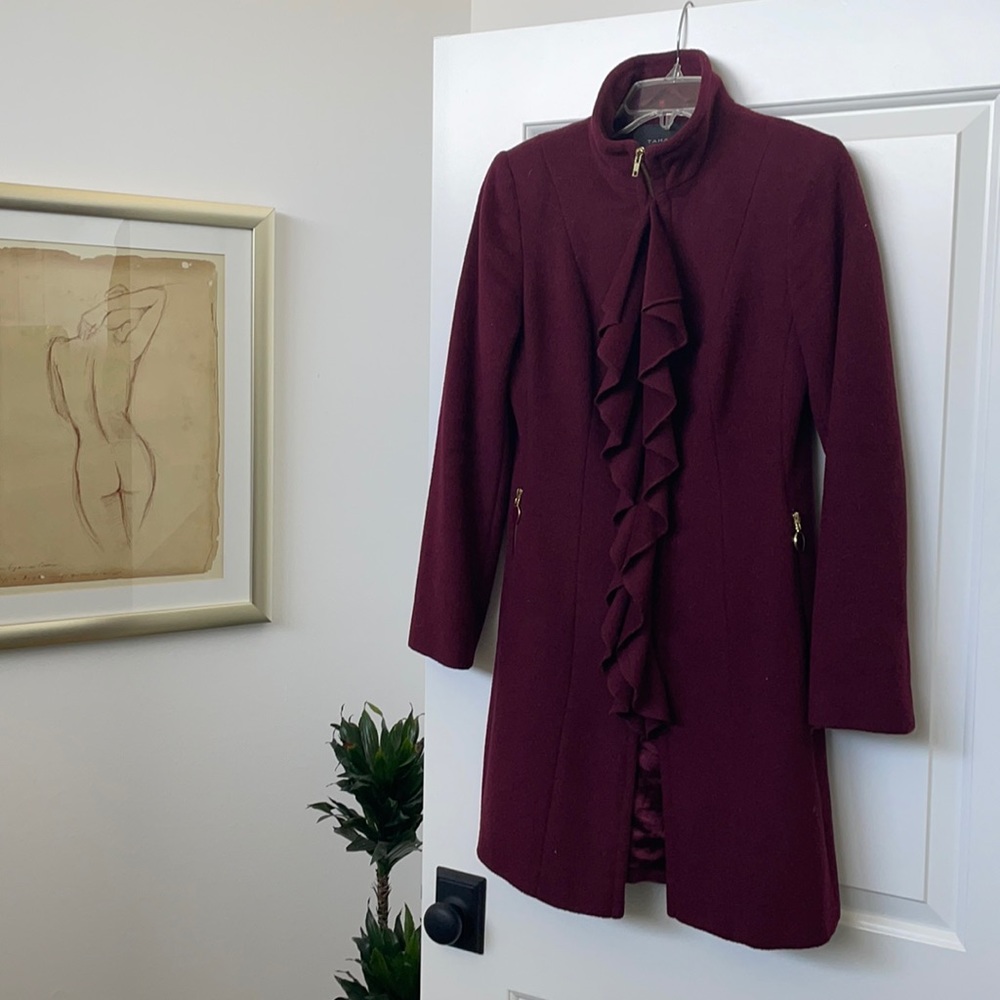 Pleated Wool Coat Size 4 / Small